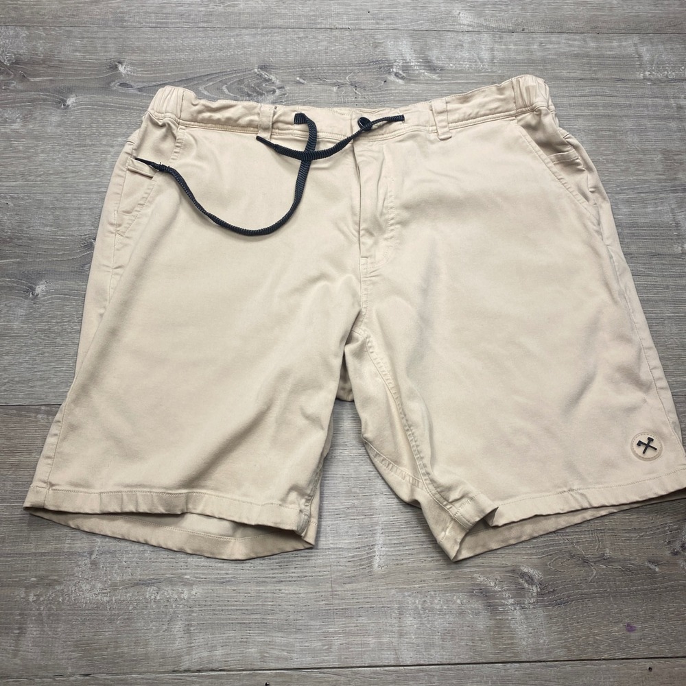 All American Roughneck Shorts Mens XL Tan Khaki Stretch Work Utility Casual